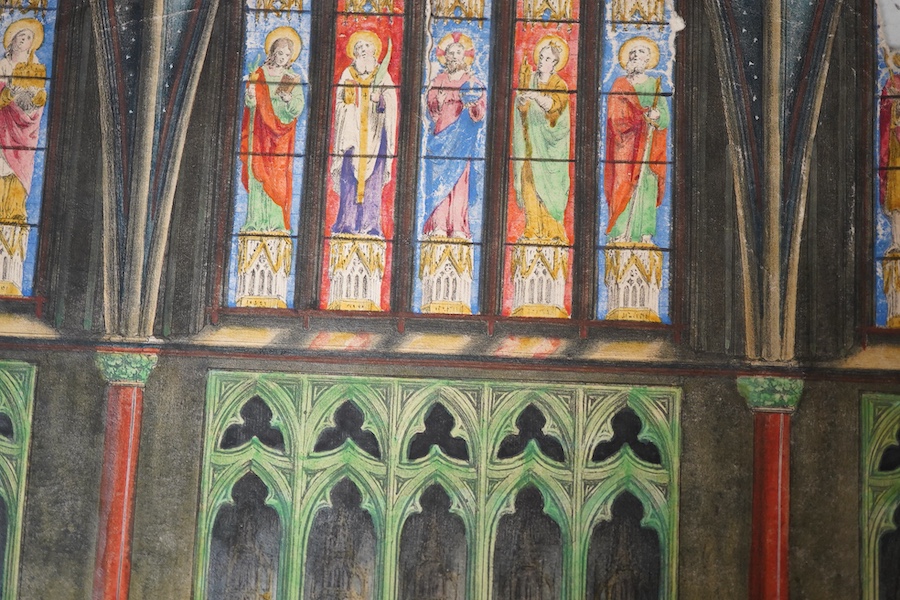 19th century School, Stained glass window, unsigned, watercolour on paper, 34 x 18cm, unframed